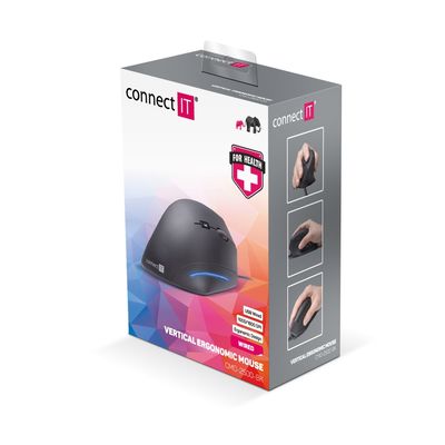 Connect IT CMO-2500-BK ergonomická vertikální optická myš, černá
