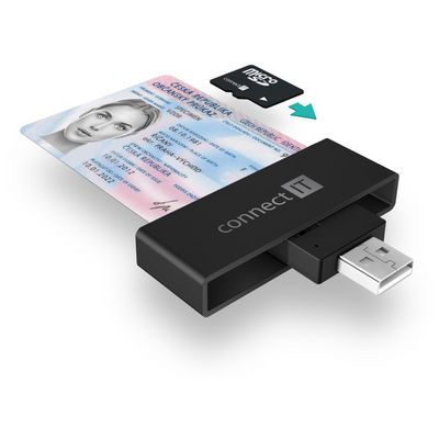 Connect IT USB čtečka eObčanek a čipových karet, černá