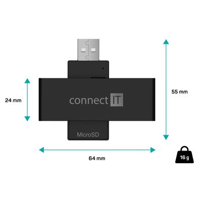 Connect IT USB čtečka eObčanek a čipových karet, černá