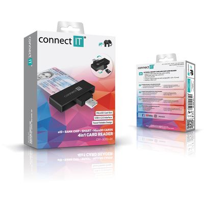 Connect IT USB čtečka eObčanek a čipových karet, černá