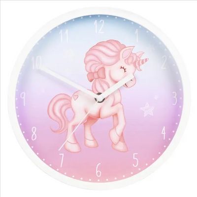 Hama Magical Unicorn, dětské nástěnné hodiny, průměr 25 cm, tichý chod