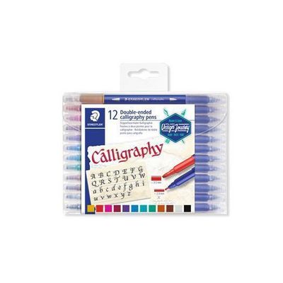 STAEDTLER Kaligrafické popisovače Calligraph Duo, sada, 12 barev, 2,0/3,5 mm, oboustranné