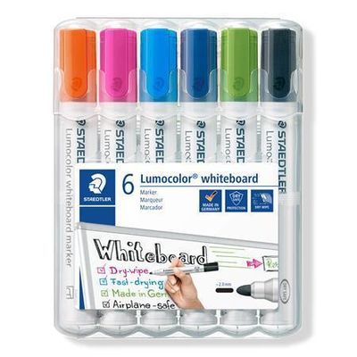 STAEDTLER Popisovače na bílou tabuli Lumocolor 351, 6 barev, 2 mm, kulatý hrot 351 WP6-1