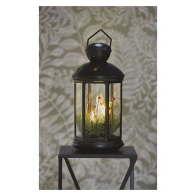 LED dekorace – vánoční lucerna se svíčkami černá, 35,5 cm, 3x C, vnitřní, vintage