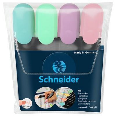 SCHNEIDER Zvýrazňovač Job Pastel, sada 4 pastelových barev, 1-5 mm