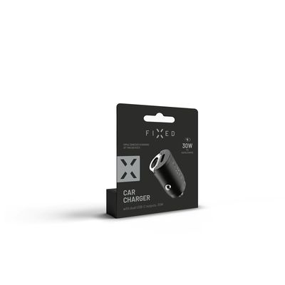 Autonabíječka FIXED s 2xUSB-C výstupem v miniaturním provedení, podpora PD, 30W, černá