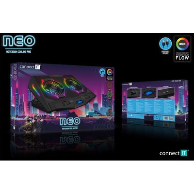 Connect IT NEO RGB chladicí podložka pod notebook, černá
