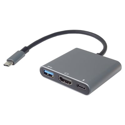 PremiumCord Adaptér USB-C na HDMI + USB3.0 + PD, rozlišení 4K a FULL HD 1080p