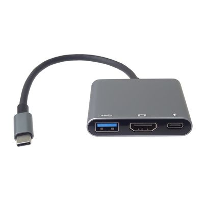 PremiumCord Adaptér USB-C na HDMI + USB3.0 + PD, rozlišení 4K a FULL HD 1080p