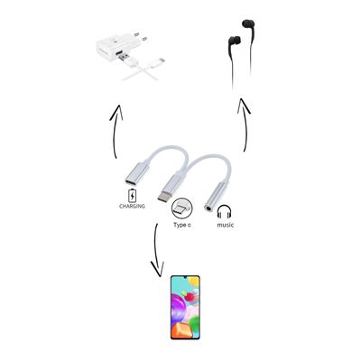 PremiumCord Redukce USB-C /3,5mm jack s DAC chipem + USB-C pro nabíjení 13cm