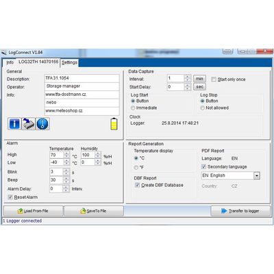 TFA 31.1054 - Datalogger pro měření teploty a vlhkosti s PDF výstupem a připojením USB - LOG32 TH