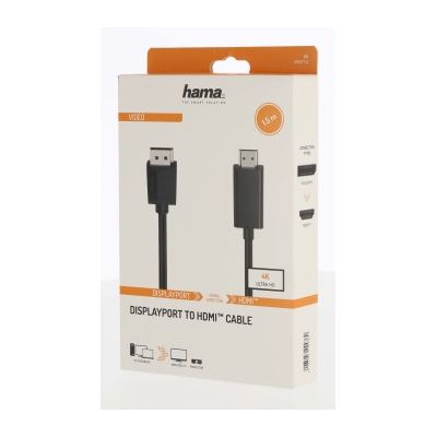 Hama kabel DisplayPort na HDMI, 1,5 m, UHD/4K