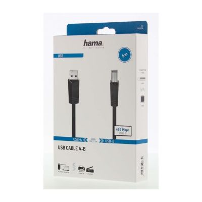Hama USB 2.0 kabel typ A-B, 5m