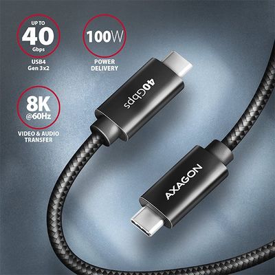 AXAGON BUCM432-CM10AB, NewGEN+ kabel USB-C <-> USB-C, 1m