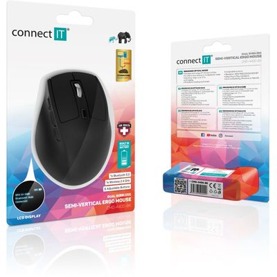 CONNECT IT FOR HEALTH DualMode bezdrátová ergonomická myš s LCD displejem, ČERNÁ