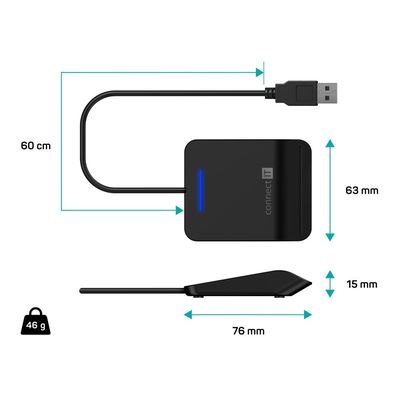 CONNECT IT USB čtečka eObčanek a čipových karet, černá