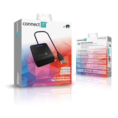 CONNECT IT USB čtečka eObčanek a čipových karet, černá