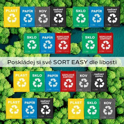 Sixtol Tašky na tříděný odpad Sort Easy 3 Basic, 30x30x40 cm, 3 x 36 l, 3 ks