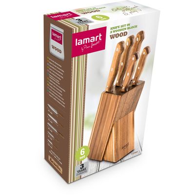 Lamart LT2080 5dílná sada nožů v bloku WOOD