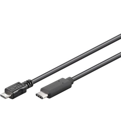 PremiumCord Kabel USB konektor C/male - USB 2.0 Micro-B/male, černý, 0,6m