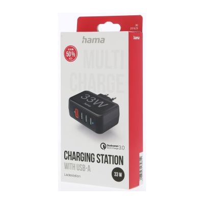 Hama rychlá síťová USB nabíječka 4x USB (1x QC), 33 W