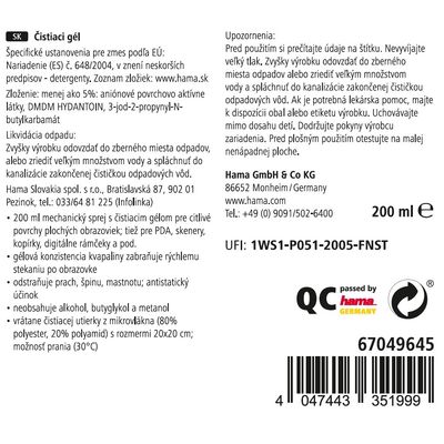 Hama čisticí gel na obrazovky, 200ml, včetně utěrky