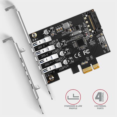 AXAGON PCEU-43RS, PCIe řadič, 4x USB 3.2 Gen 1 port, 5 Gbps