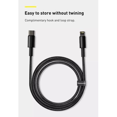 Baseus Tungsten Gold rychlonabíjecí / datový kabel USB-C na Lightning PD 20W 1m, černá