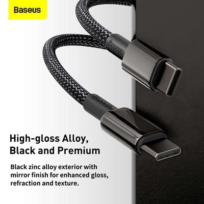 Baseus Tungsten Gold rychlonabíjecí / datový kabel USB-C na USB-C 100W 2m, černá