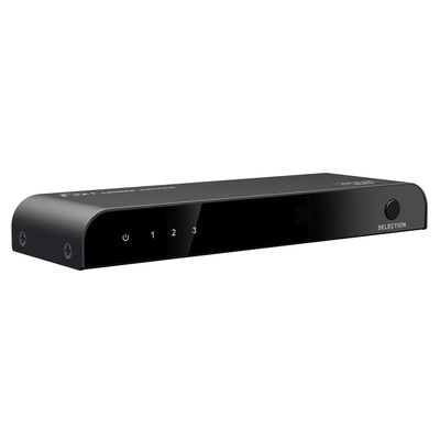 PremiumCord 4Kx2K@60Hz HDMI switch 3:1 kovový s dálkovým ovladačem a napájecím adaptérem