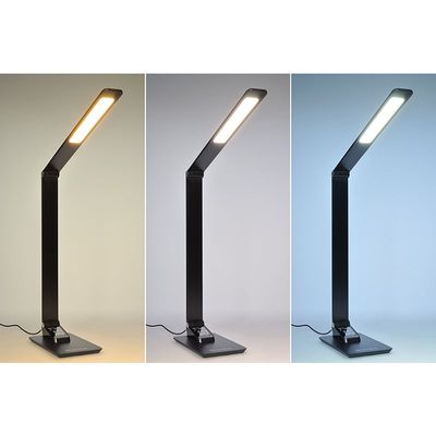 Solight LED stolní lampička stmívatelná, 8W, display, změna chromatičnosti, hliník, černá