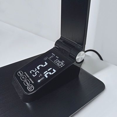 Solight LED stolní lampička stmívatelná, 8W, display, změna chromatičnosti, hliník, černá