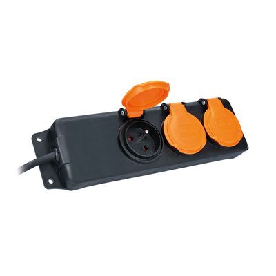 Solight prodlužovací přívod IP44, 3 zásuvky, gumový kabel, venkovní, 3m