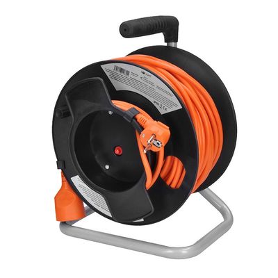 Solight prodlužovací přívod na bubnu, 1 zásuvka, 50m, oranžový kabel, 3x 1,5mm2