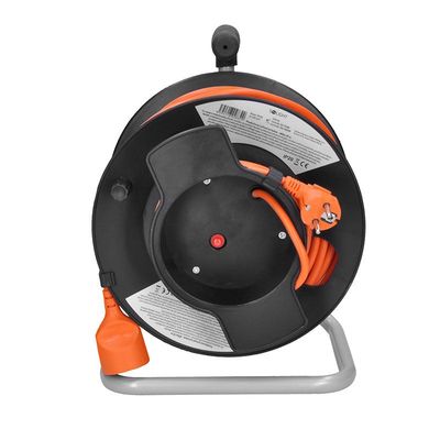 Solight prodlužovací přívod na bubnu, 1 zásuvka, 50m, oranžový kabel, 3x 1,5mm2