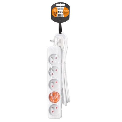Solight prodlužovací přívod, 5 zásuvek, bílý, 1,5m