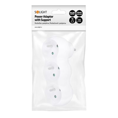 Solight rozbočka s podpěrou, 3 x 10A, bílá