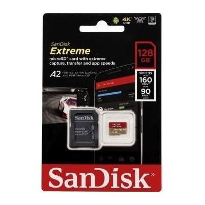 SanDisk Extreme Action Cams and Drones microSDXC 128GB 190MB/s A2 Class 10 V30 UHS-I U3, adapter