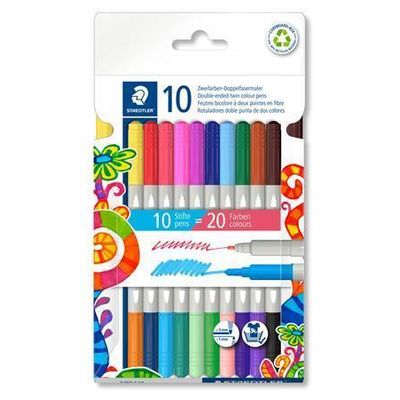 STAEDTLER Fixy 3280, 20 různých barev, sada, 1-3 mm, oboustranné, vypratelné 3280 C10