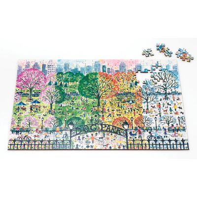 Galison Dřevěné puzzle Psí park 4 roční období 250 dílků
