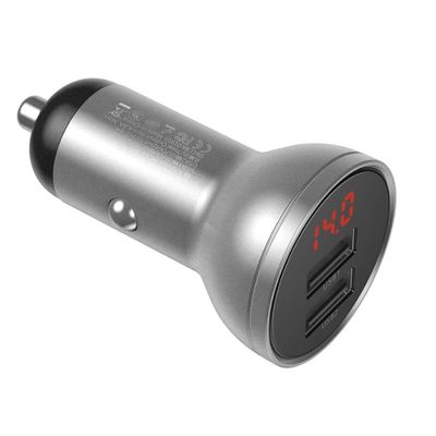 Baseus CCBX-0S Digital Display nabíječka do auta 2xUSB 24W stříbrná
