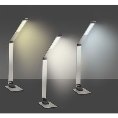Solight LED stolní lampička stmívatelná, 11W, změna chromatičnosti, broušený hliník, stříbrná