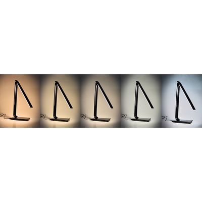 Solight LED stolní lampička stmívatelná, 12W, volba teploty světla, USB, černý lesk