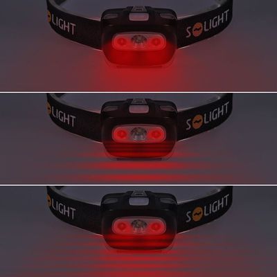 Solight čelová LED svítilna, 3W + červené světlo, 3x AAA