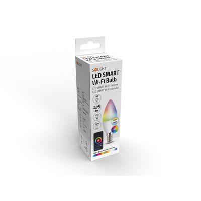 Solight LED SMART WIFI žárovka, svíčka, 5W, E14, RGB, 400lm