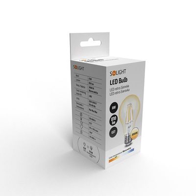 Solight LED žárovka retro, klasický tvar, 8W, E27, 3000K, 360°, 810lm