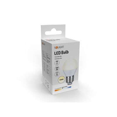Solight LED žárovka, miniglobe, 8W, E27, 4000K, 720lm