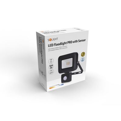 Solight LED reflektor PRO se senzorem, 10W, 920lm, 5000K, IP44