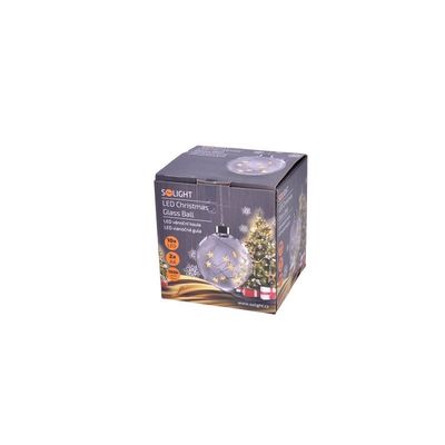 Solight LED vánoční koule skleněná, 10LED, 2x AA, IP20
