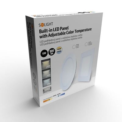 Solight LED mini panel CCT, podhledový, 12W, 900lm, 3000K, 4000K, 6000K, kulatý